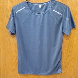 Brand new athletic polyester slate blue shirt